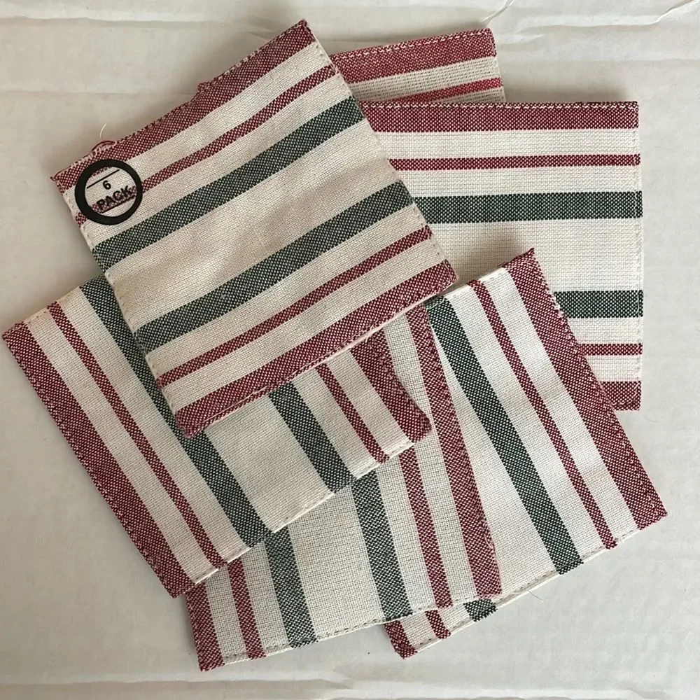 ‎SET OF 6 PLAID COASTERS 100% POLYESTER